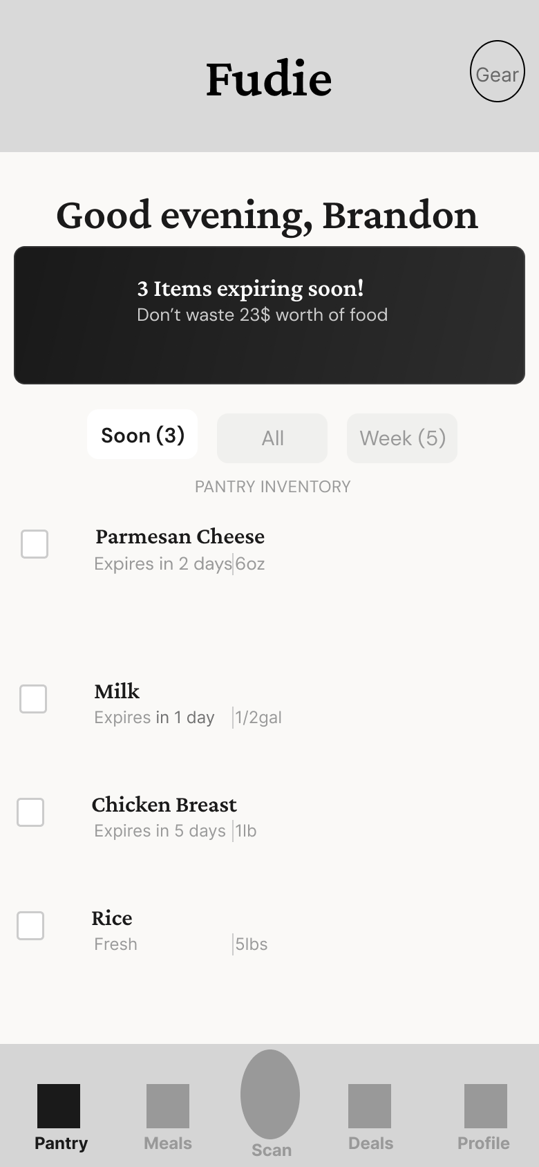 Pantry wireframe
