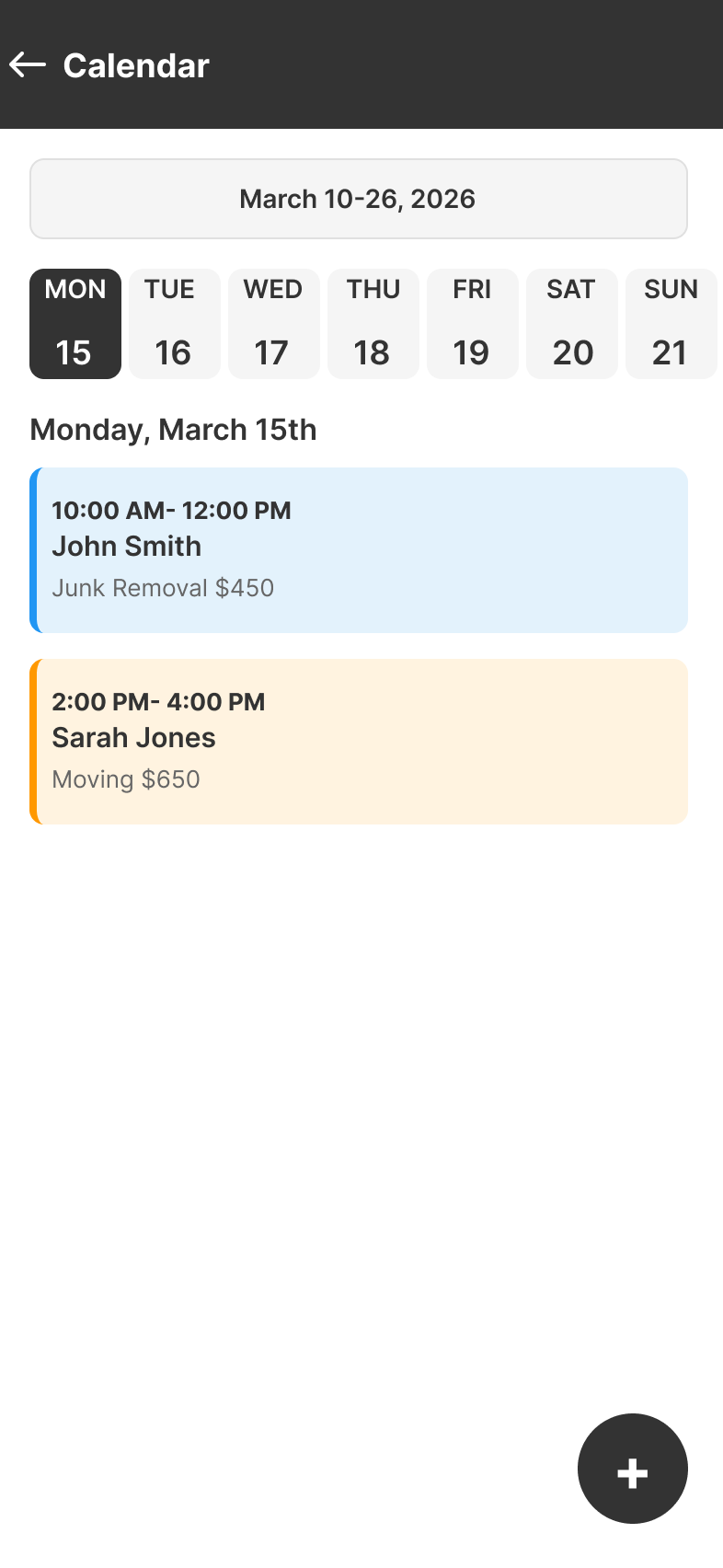 Calendar wireframe